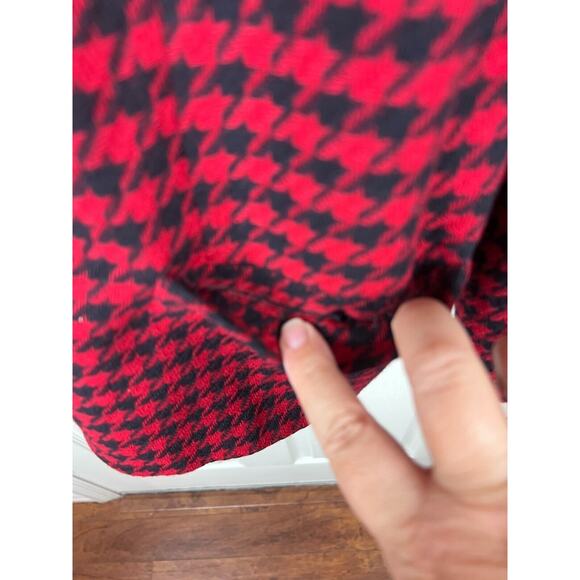 Rena Rowan For Saville Red Black Houndstooth Tweed Wool Blend Blazer 12P - Picture 5 of 10
